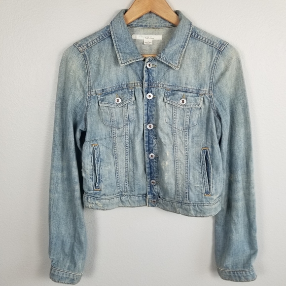 Polo Jeans Co Ralph Lauren Y2K Distressed Cropped Blue Denim Trucker Jacket Sz M - Picture 8 of 12